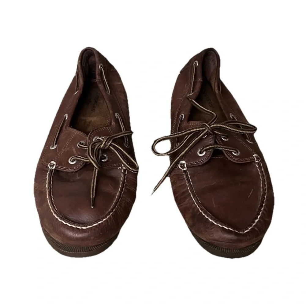 DOCKERS Men's Vargas Leather Chocolate brown Boat Shoe Preppy Fishermen Angler